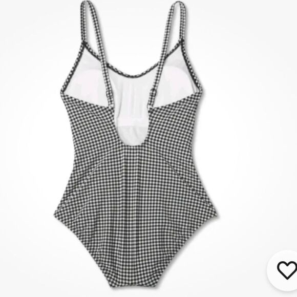 Kona Sol One Piece Black and White Gingham Swimsuit with ruching on the sides-M - Picture 5 of 16
